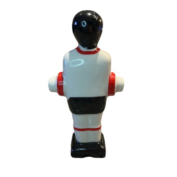 SALT SHAKER Foosball Player Ceramic 4.75" High 2.25" Wide White & Red Jersey - Picture 7 of 8